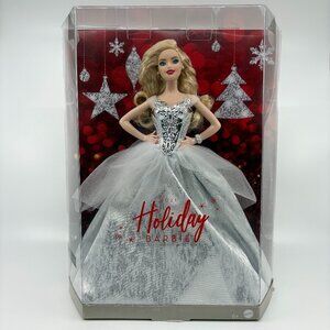 2021 Holiday Barbie Doll Silver Gown DAMAGED BOX